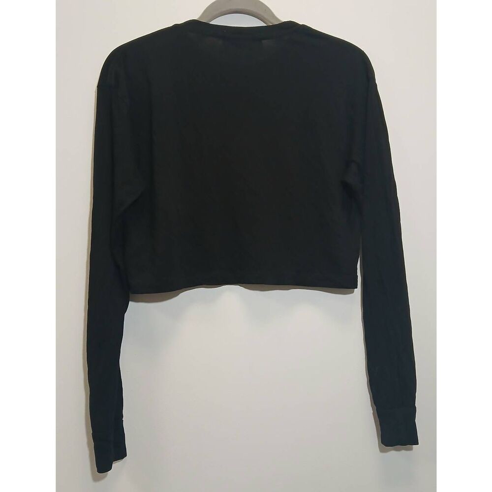 Reformation womens medium cropped tshirt top longsleeve black boxy lightweight - Picture 6 of 9